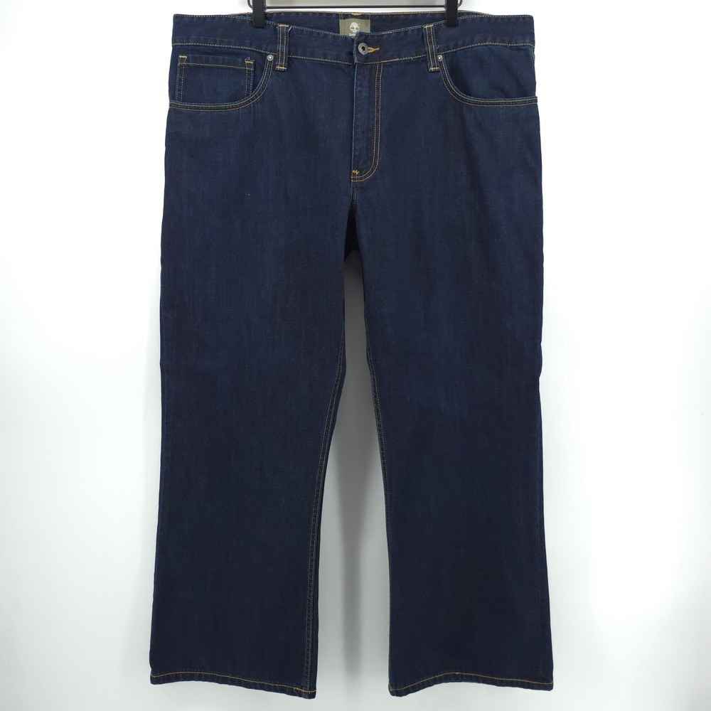Timberland Mens Jeans 42 Dark Blue Indigo Straight Leg Rugged Denim‎